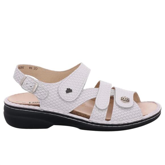 NEW FINN COMFORT women's gomera-s leather sandals in white lotus
